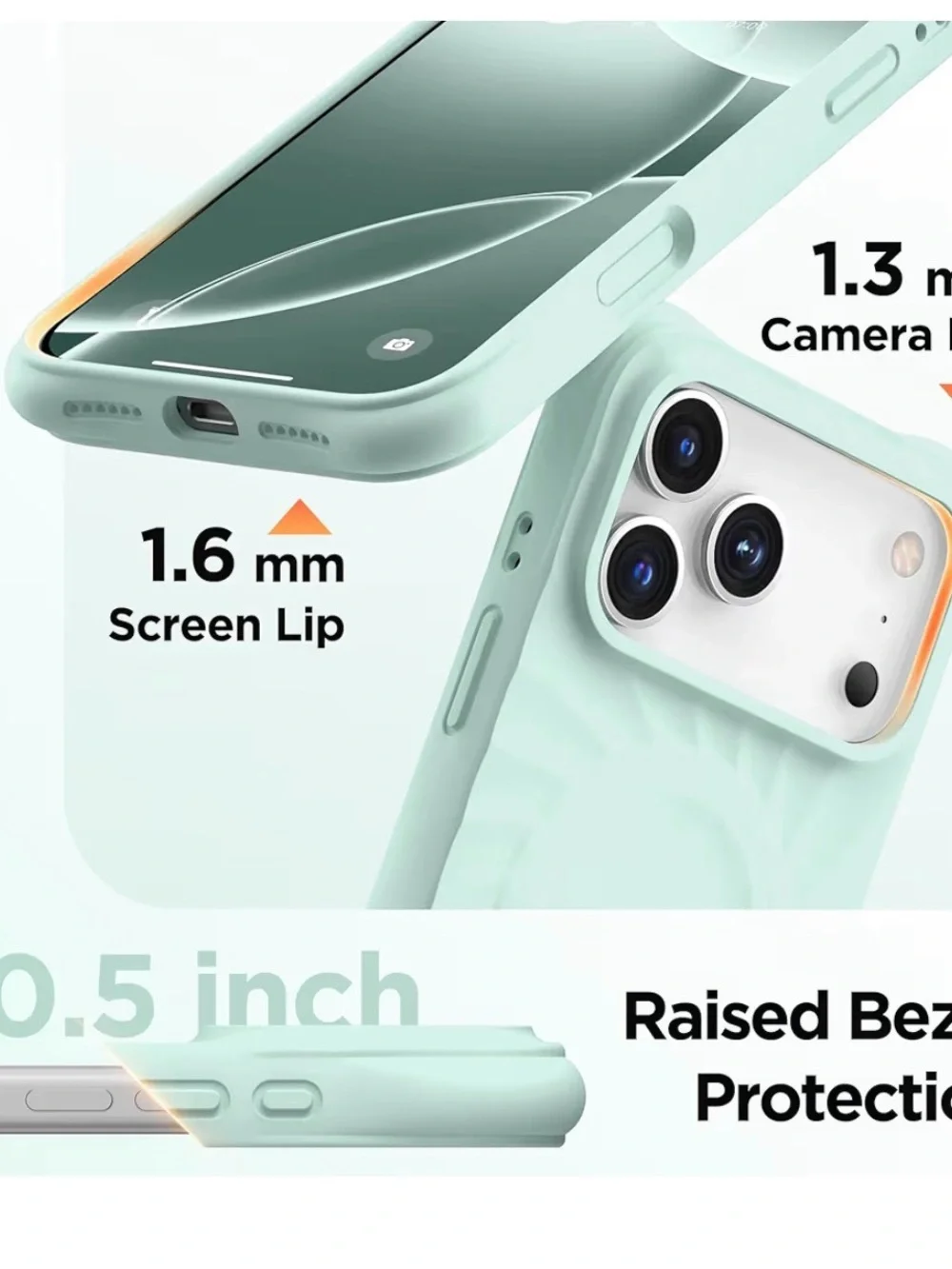 Mint Green iPhone 17 Pro Magnetic Silicone Case with Screen Protector NEW